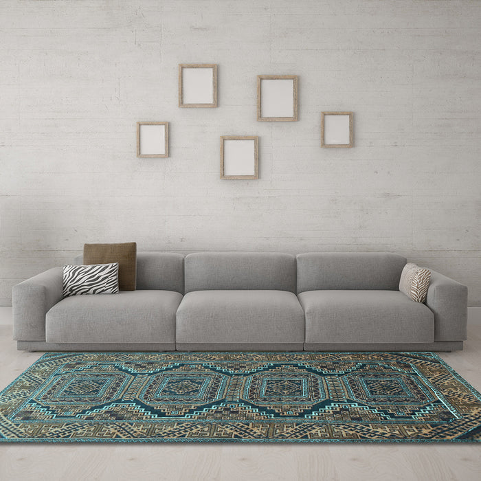 Machine Washable Persian Light Blue Traditional Rug in a Living Room, wshtr1735lblu