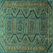 Square Machine Washable Persian Turquoise Traditional Area Rugs, wshtr1735turq