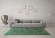 Machine Washable Persian Turquoise Traditional Area Rugs in a Living Room,, wshtr1735turq