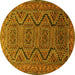 Round Machine Washable Persian Yellow Traditional Rug, wshtr1735yw