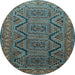 Round Persian Light Blue Traditional Rug, tr1735lblu