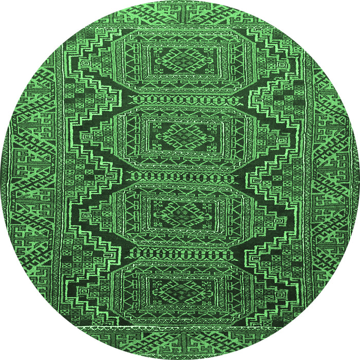Round Machine Washable Persian Emerald Green Traditional Area Rugs, wshtr1735emgrn