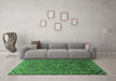 Machine Washable Persian Emerald Green Traditional Area Rugs in a Living Room,, wshtr1735emgrn