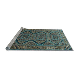 Sideview of Machine Washable Persian Light Blue Traditional Rug, wshtr1735lblu