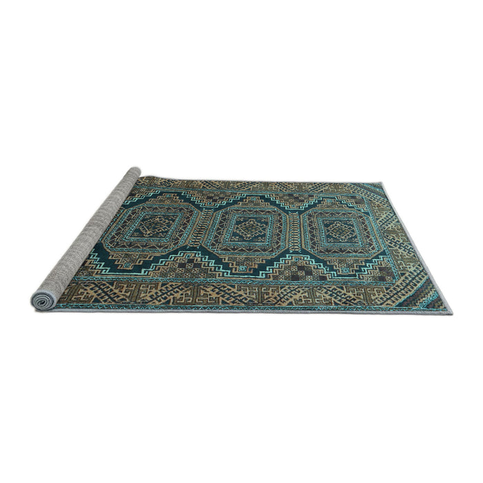 Sideview of Machine Washable Persian Light Blue Traditional Rug, wshtr1735lblu