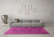 Machine Washable Persian Pink Traditional Rug in a Living Room, wshtr1735pnk