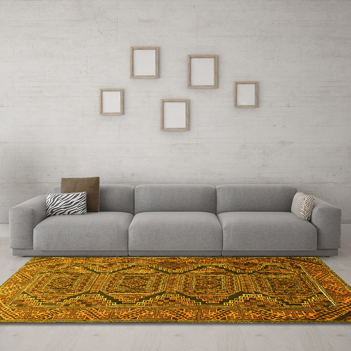 Machine Washable Persian Yellow Traditional Rug in a Living Room, wshtr1735yw