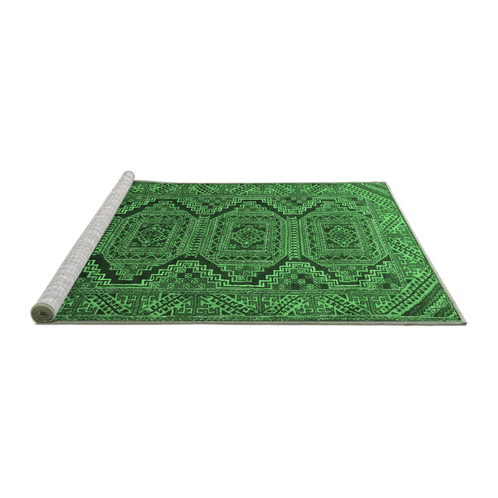 Sideview of Machine Washable Persian Emerald Green Traditional Area Rugs, wshtr1735emgrn