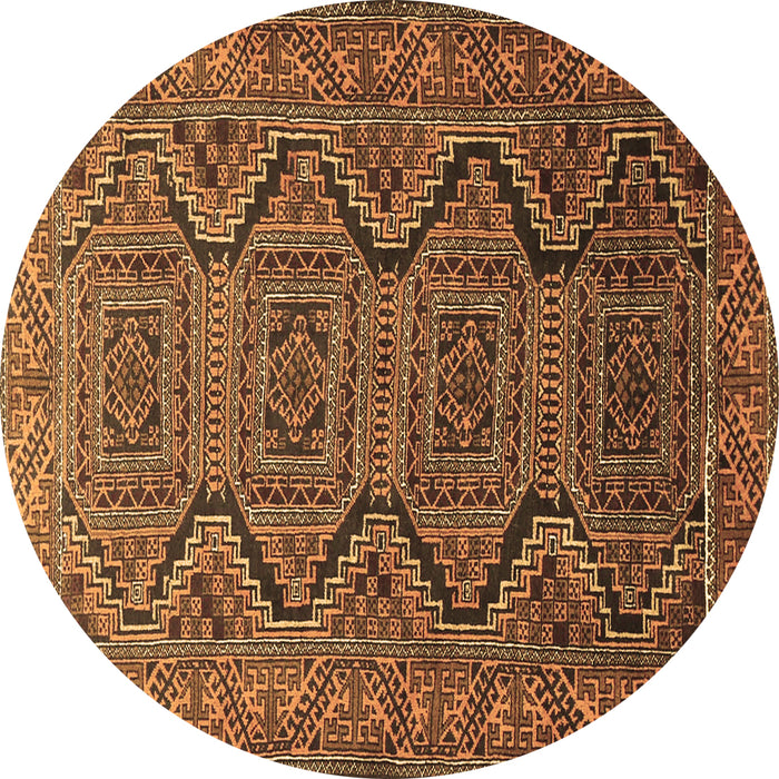 Round Persian Brown Traditional Rug, tr1735brn