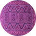 Round Machine Washable Persian Purple Traditional Area Rugs, wshtr1735pur