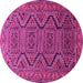 Round Machine Washable Persian Pink Traditional Rug, wshtr1735pnk