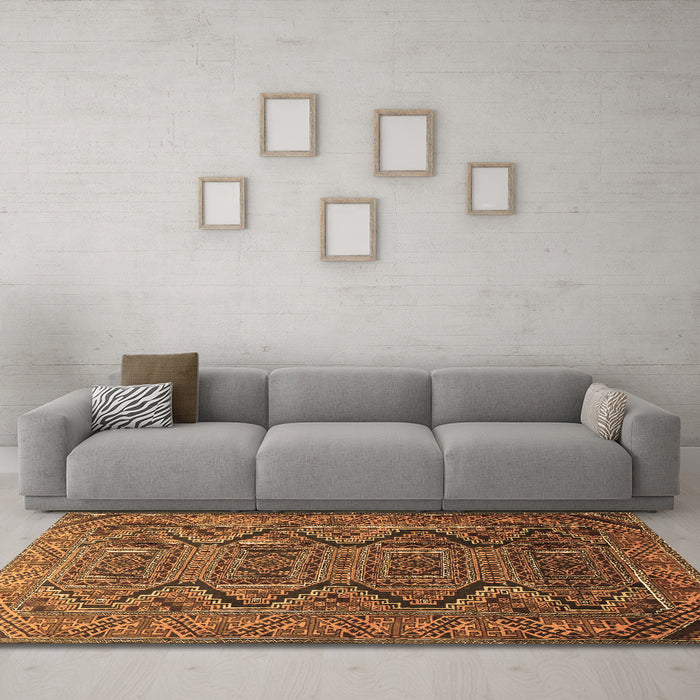 Machine Washable Persian Brown Traditional Rug in a Living Room,, wshtr1735brn