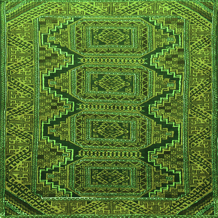 Round Machine Washable Persian Green Traditional Area Rugs, wshtr1735grn