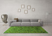 Machine Washable Persian Green Traditional Area Rugs in a Living Room,, wshtr1735grn