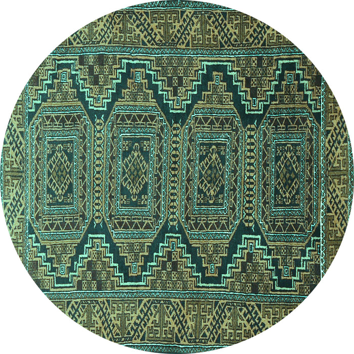 Round Persian Turquoise Traditional Rug, tr1735turq