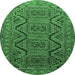Round Persian Emerald Green Traditional Rug, tr1735emgrn