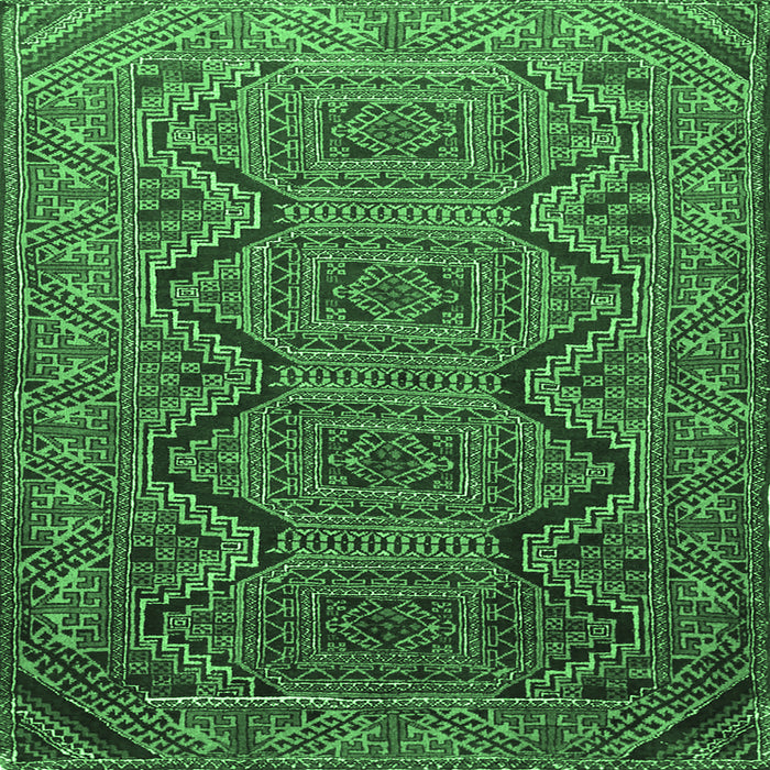 Square Machine Washable Persian Emerald Green Traditional Area Rugs, wshtr1735emgrn