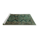 Sideview of Machine Washable Persian Turquoise Traditional Area Rugs, wshtr1736turq