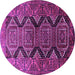 Round Machine Washable Persian Purple Traditional Area Rugs, wshtr1736pur