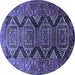 Round Persian Blue Traditional Rug, tr1736blu