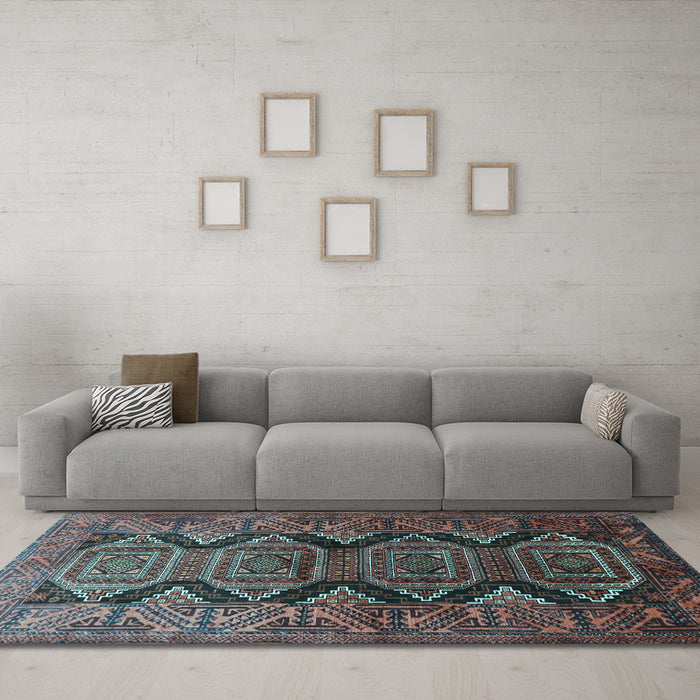Machine Washable Persian Light Blue Traditional Rug in a Living Room, wshtr1736lblu