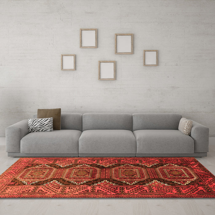 Machine Washable Persian Orange Traditional Area Rugs in a Living Room, wshtr1736org