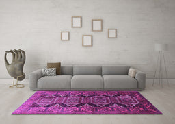 Machine Washable Persian Purple Traditional Area Rugs in a Living Room, wshtr1736pur