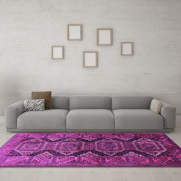 Machine Washable Persian Purple Traditional Area Rugs in a Living Room, wshtr1736pur