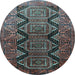 Round Persian Light Blue Traditional Rug, tr1736lblu