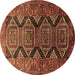 Round Machine Washable Persian Brown Traditional Rug, wshtr1736brn