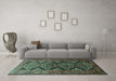 Machine Washable Persian Turquoise Traditional Area Rugs in a Living Room,, wshtr1736turq