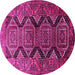 Round Machine Washable Persian Pink Traditional Rug, wshtr1736pnk