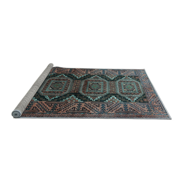 Sideview of Machine Washable Persian Light Blue Traditional Rug, wshtr1736lblu