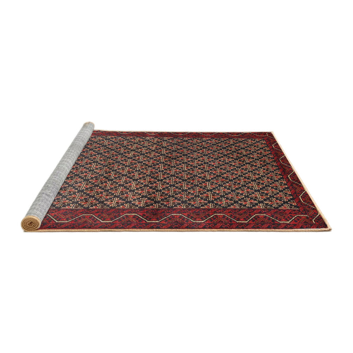 Sideview of Machine Washable Traditional Saffron Red Rug, wshtr1737