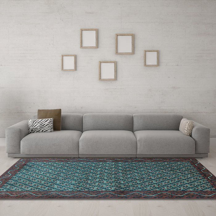 Machine Washable Persian Light Blue Traditional Rug in a Living Room, wshtr1737lblu