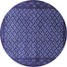 Round Machine Washable Persian Blue Traditional Rug, wshtr1737blu