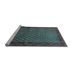Sideview of Machine Washable Persian Light Blue Traditional Rug, wshtr1737lblu