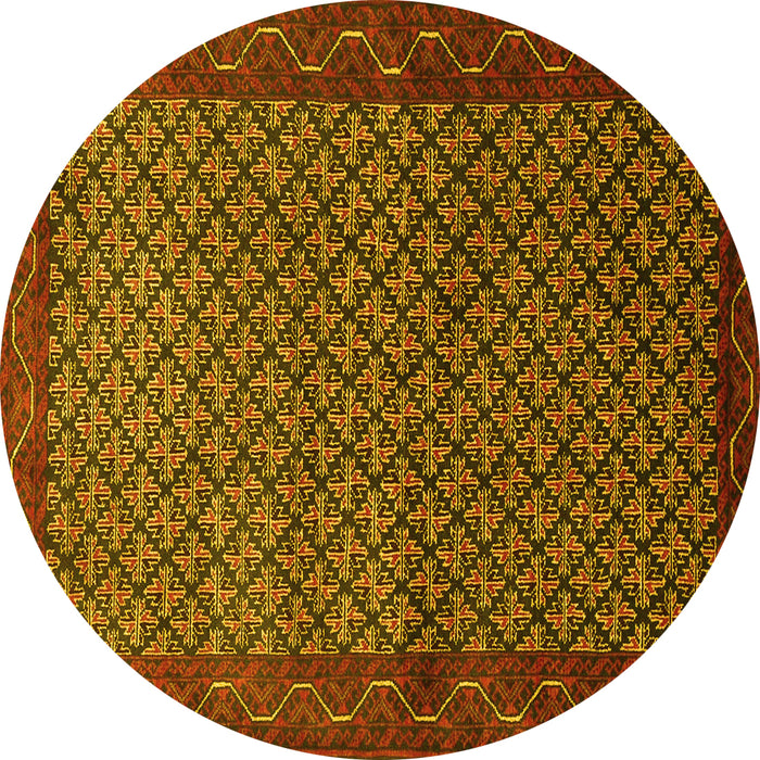 Round Machine Washable Persian Yellow Traditional Rug, wshtr1737yw