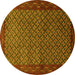 Round Machine Washable Persian Yellow Traditional Rug, wshtr1737yw