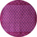 Round Machine Washable Persian Pink Traditional Rug, wshtr1737pnk