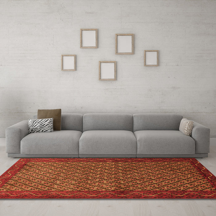 Machine Washable Persian Orange Traditional Area Rugs in a Living Room, wshtr1737org