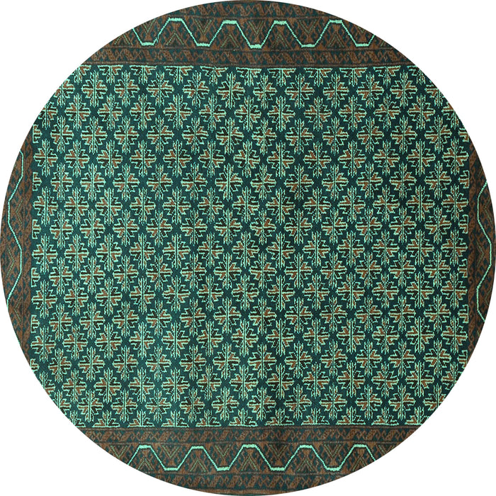 Round Machine Washable Persian Turquoise Traditional Area Rugs, wshtr1737turq