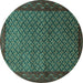 Round Machine Washable Persian Turquoise Traditional Area Rugs, wshtr1737turq