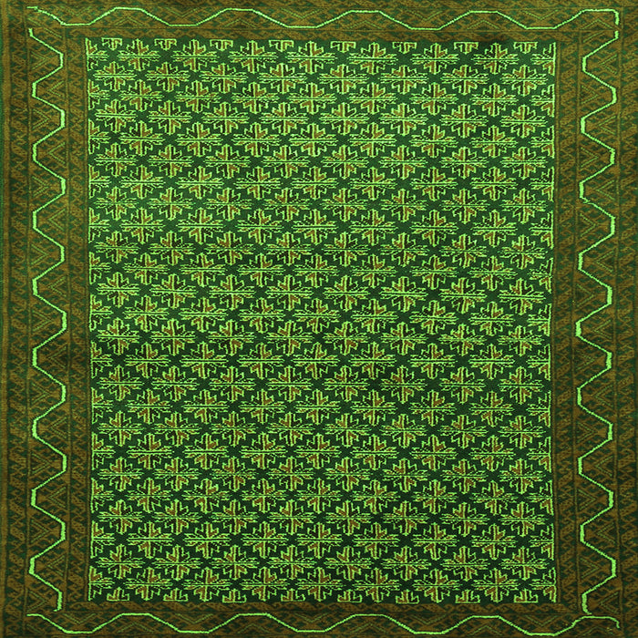 Round Machine Washable Persian Green Traditional Area Rugs, wshtr1737grn