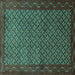 Square Machine Washable Persian Turquoise Traditional Area Rugs, wshtr1737turq