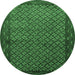 Round Machine Washable Persian Emerald Green Traditional Area Rugs, wshtr1737emgrn