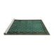 Sideview of Machine Washable Persian Turquoise Traditional Area Rugs, wshtr1737turq