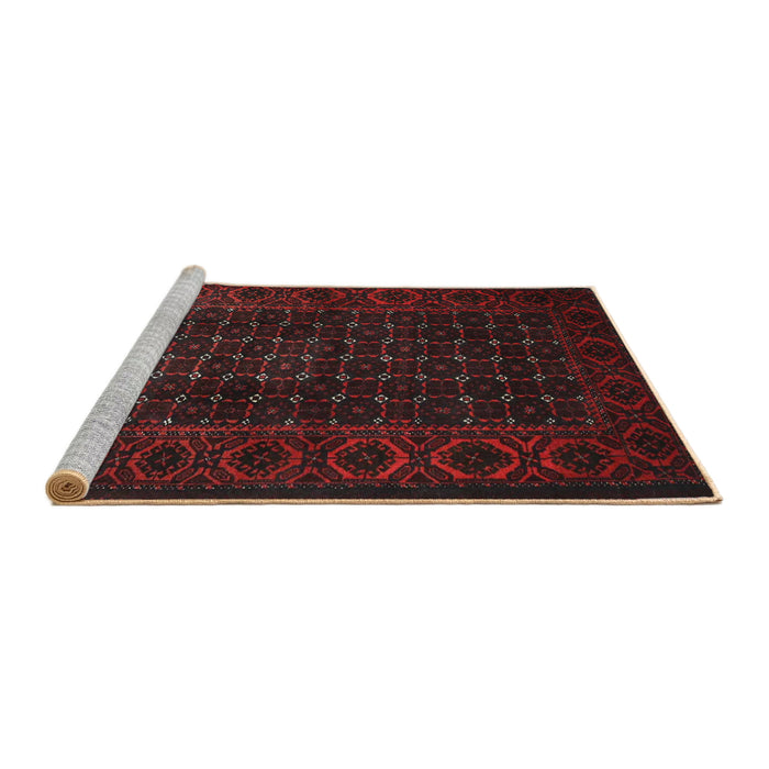 Sideview of Machine Washable Traditional Saffron Red Rug, wshtr1738