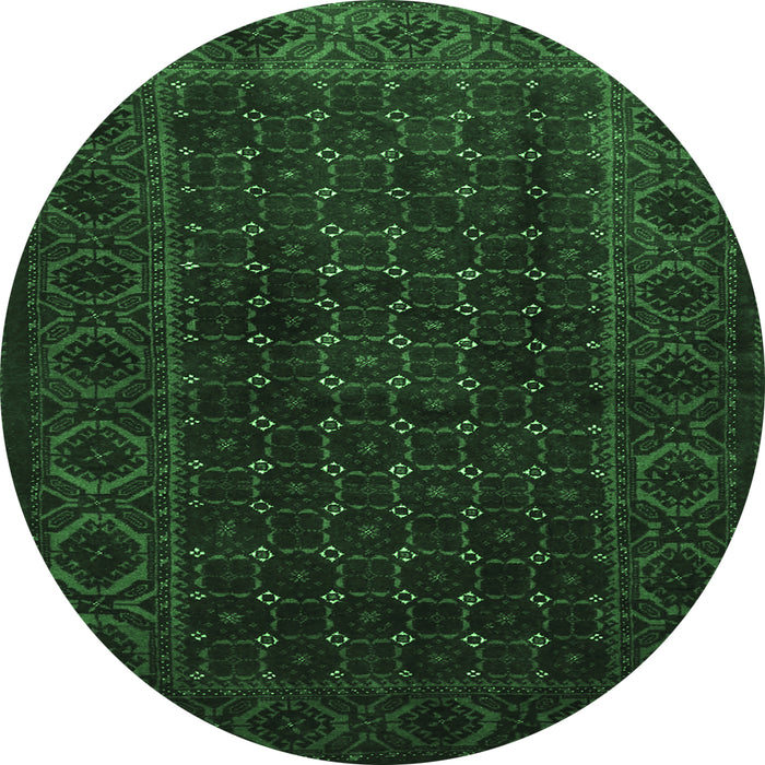 Round Persian Emerald Green Traditional Rug, tr1738emgrn