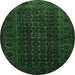 Round Persian Emerald Green Traditional Rug, tr1738emgrn